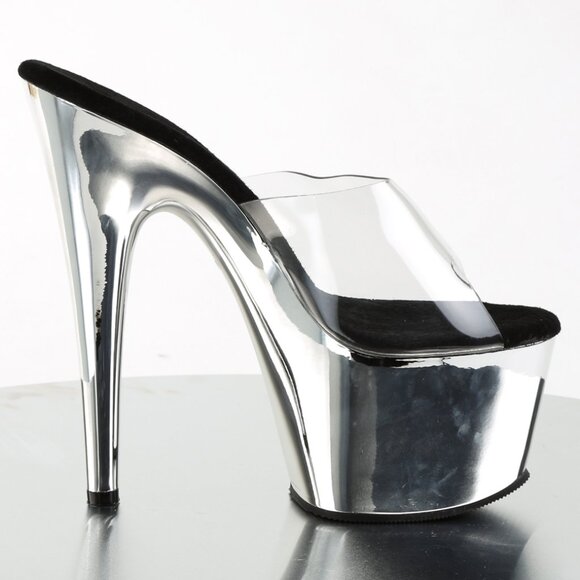 Clear Strap Chrome Platform Heels: Sexy High Heels for Pole Dance & Parties - Picture 5 of 5